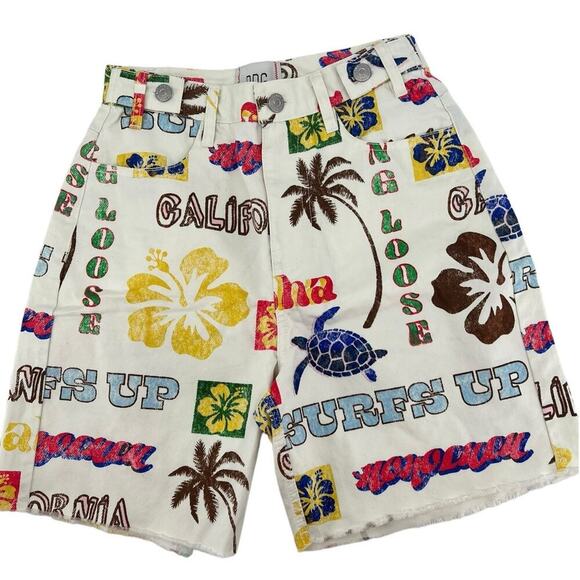 BDG Surfer Print Shorts Multicolor Long Inseam Women's Size 25 - Picture 1 of 8
